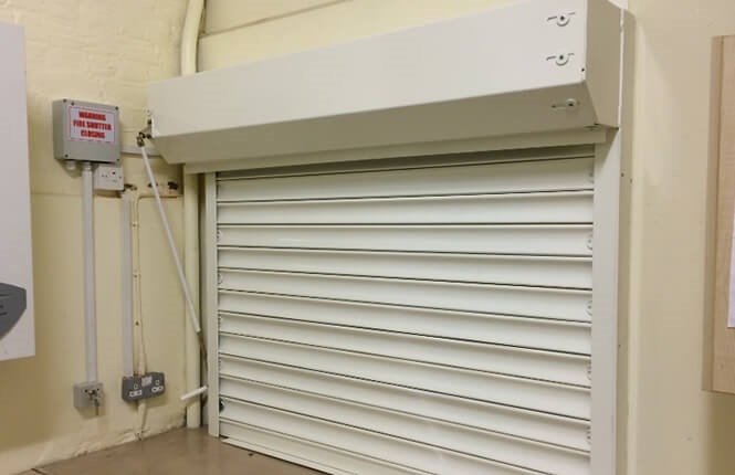 Fire Shutters in industrial and commercial applications, 75mm - 1 Hour Fire Rated shutter installed